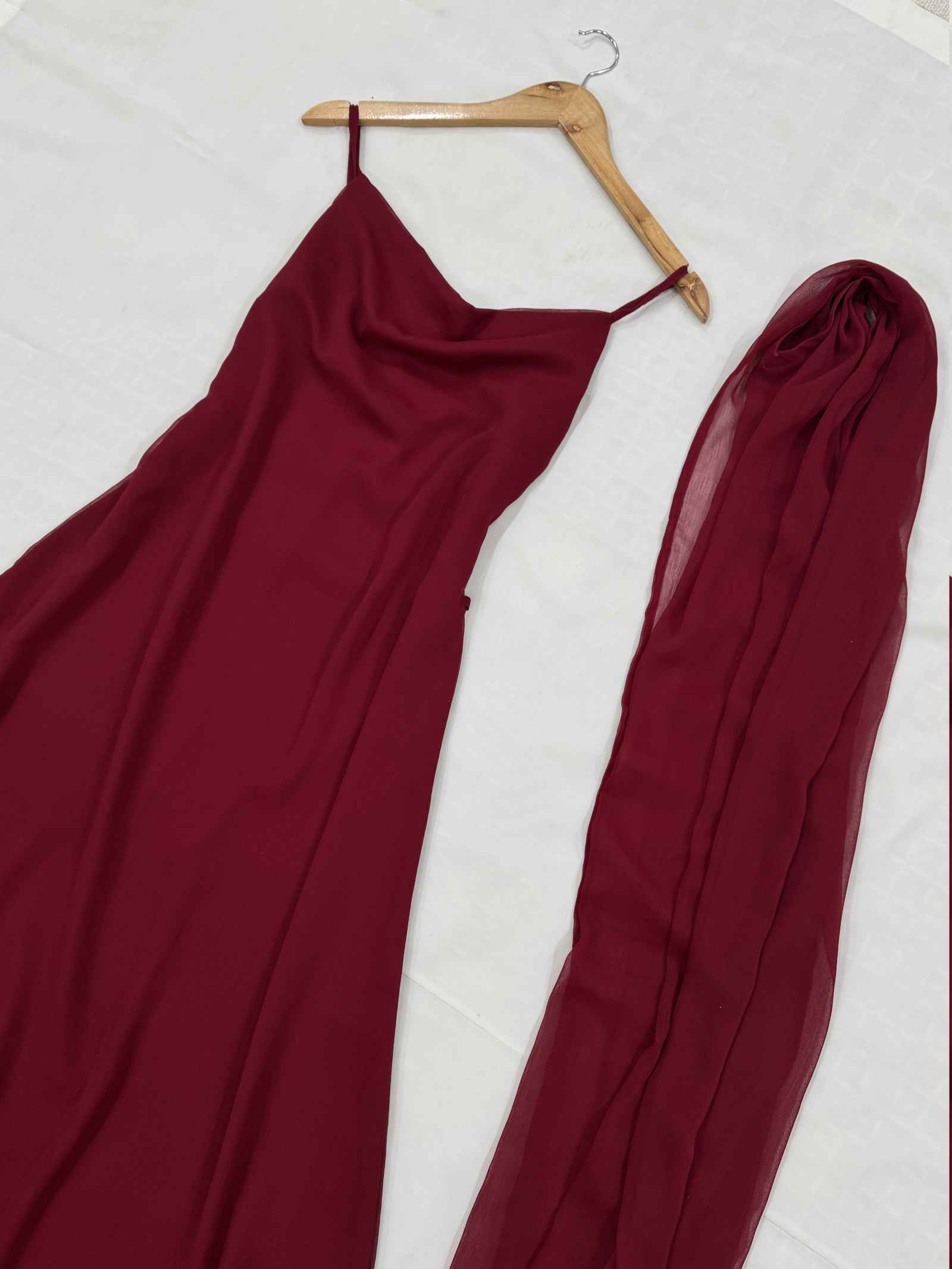 Cherry Chiffon Cape Dress