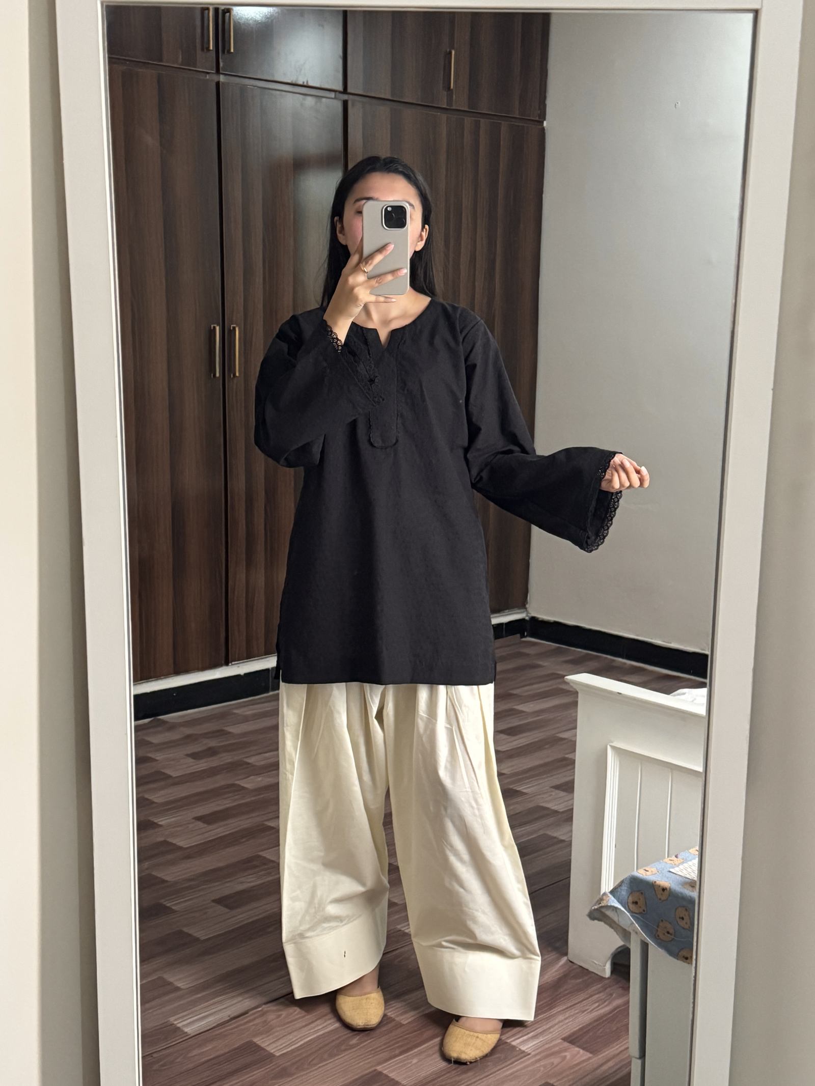 Black Chikankari Farshi Set