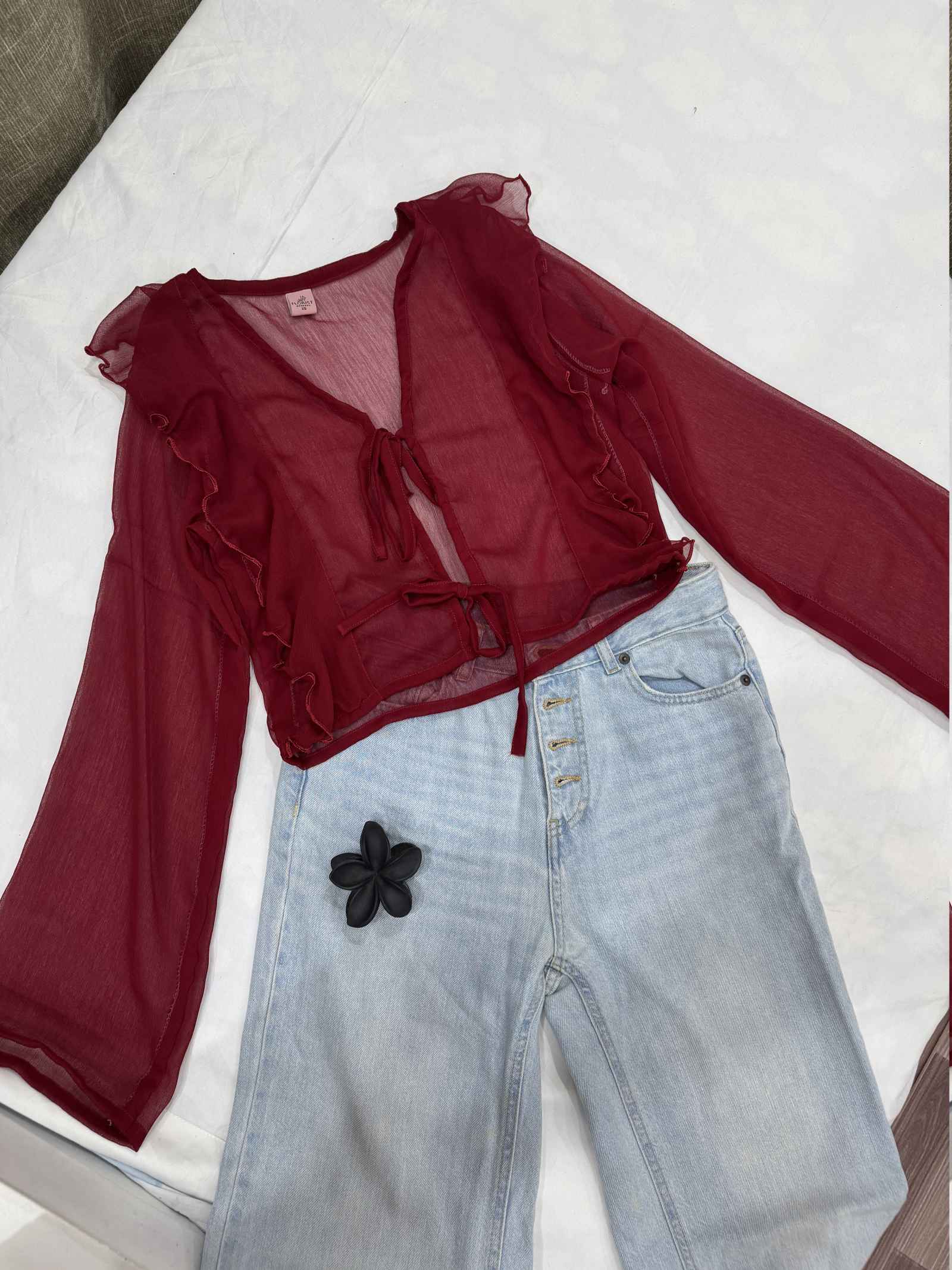 Maroon Mesh Top
