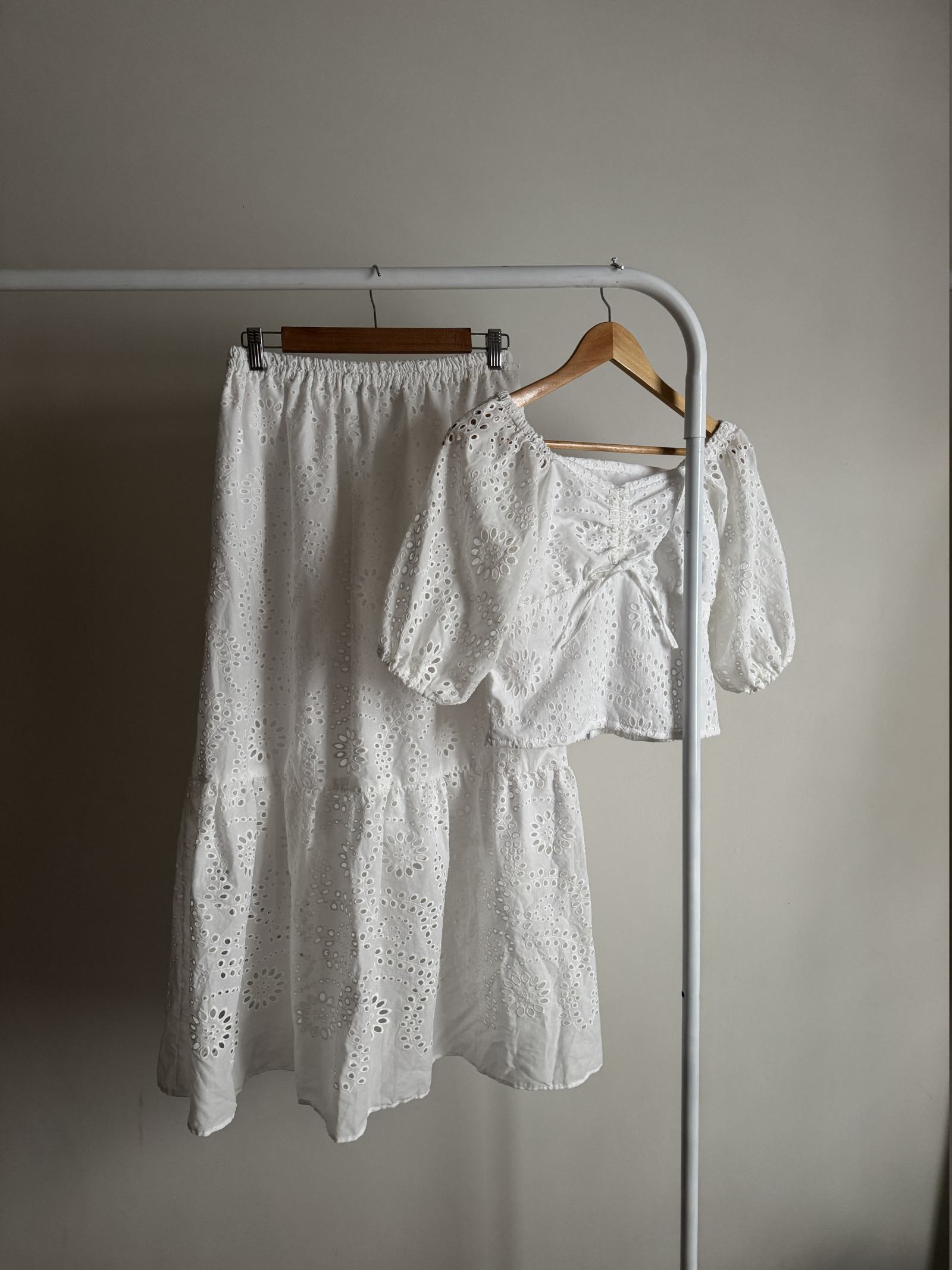 White Chikenkari Coord Set