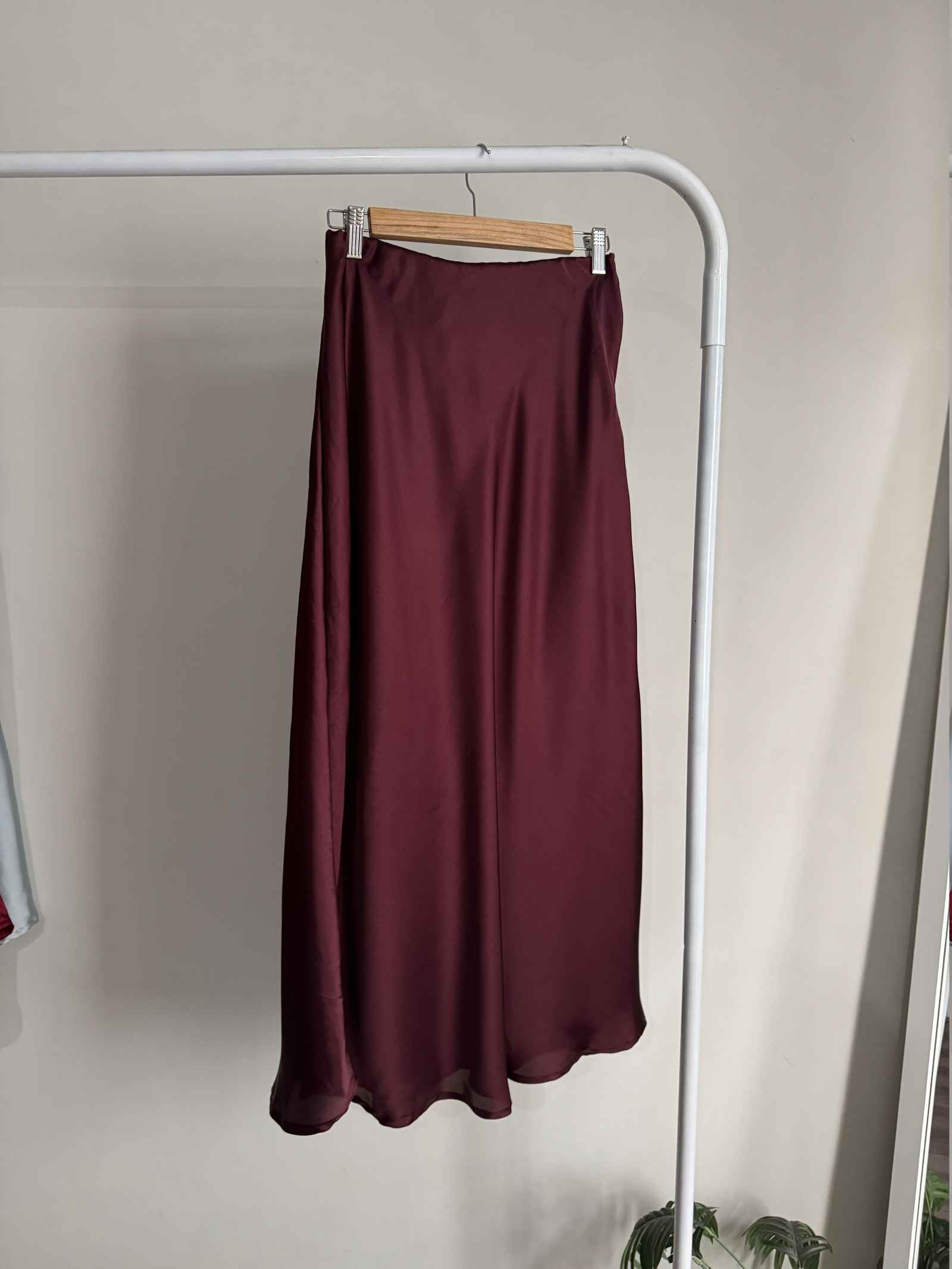 Burgundy Satin Skirt