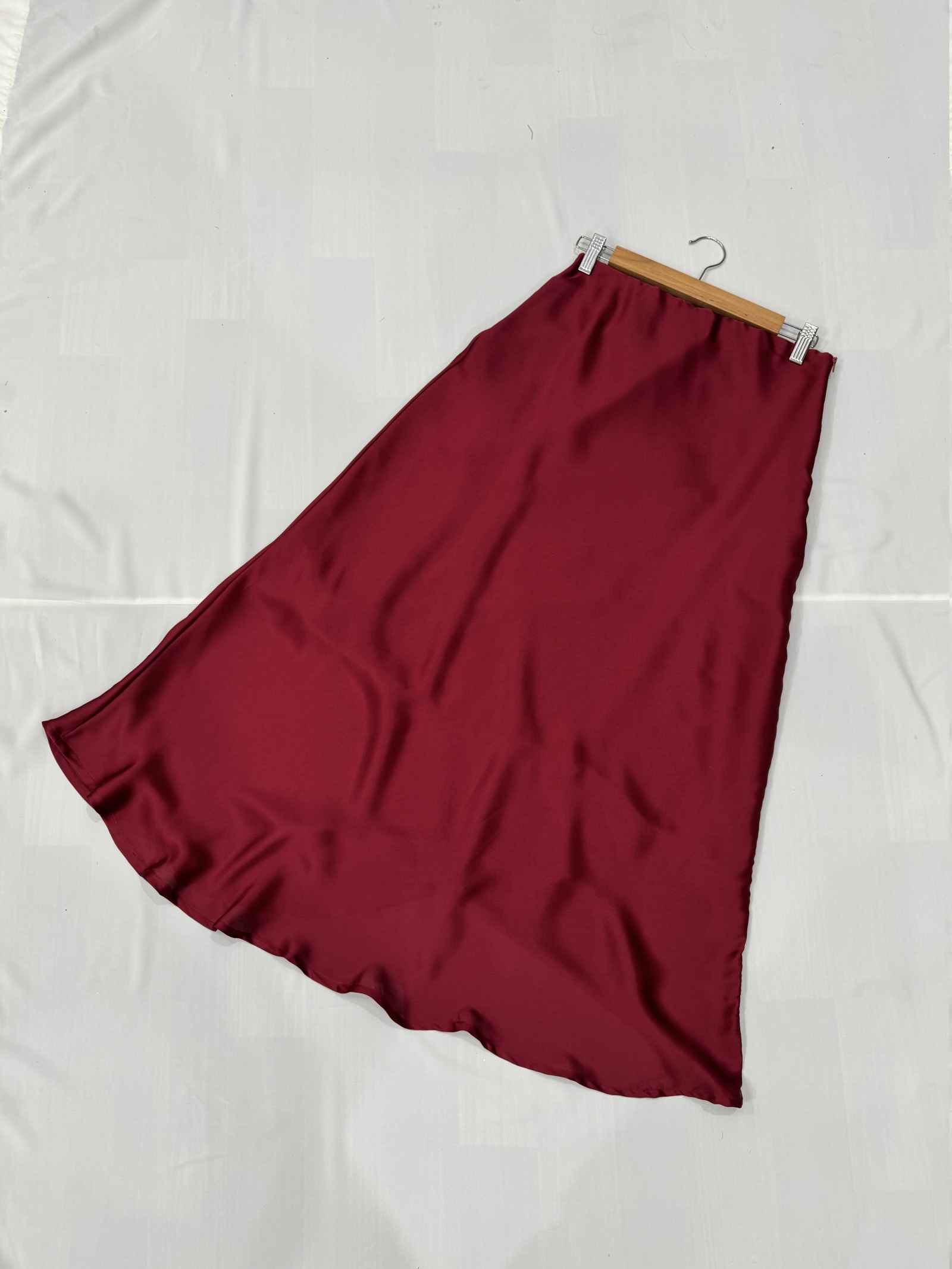 Maroon Satin Skirt