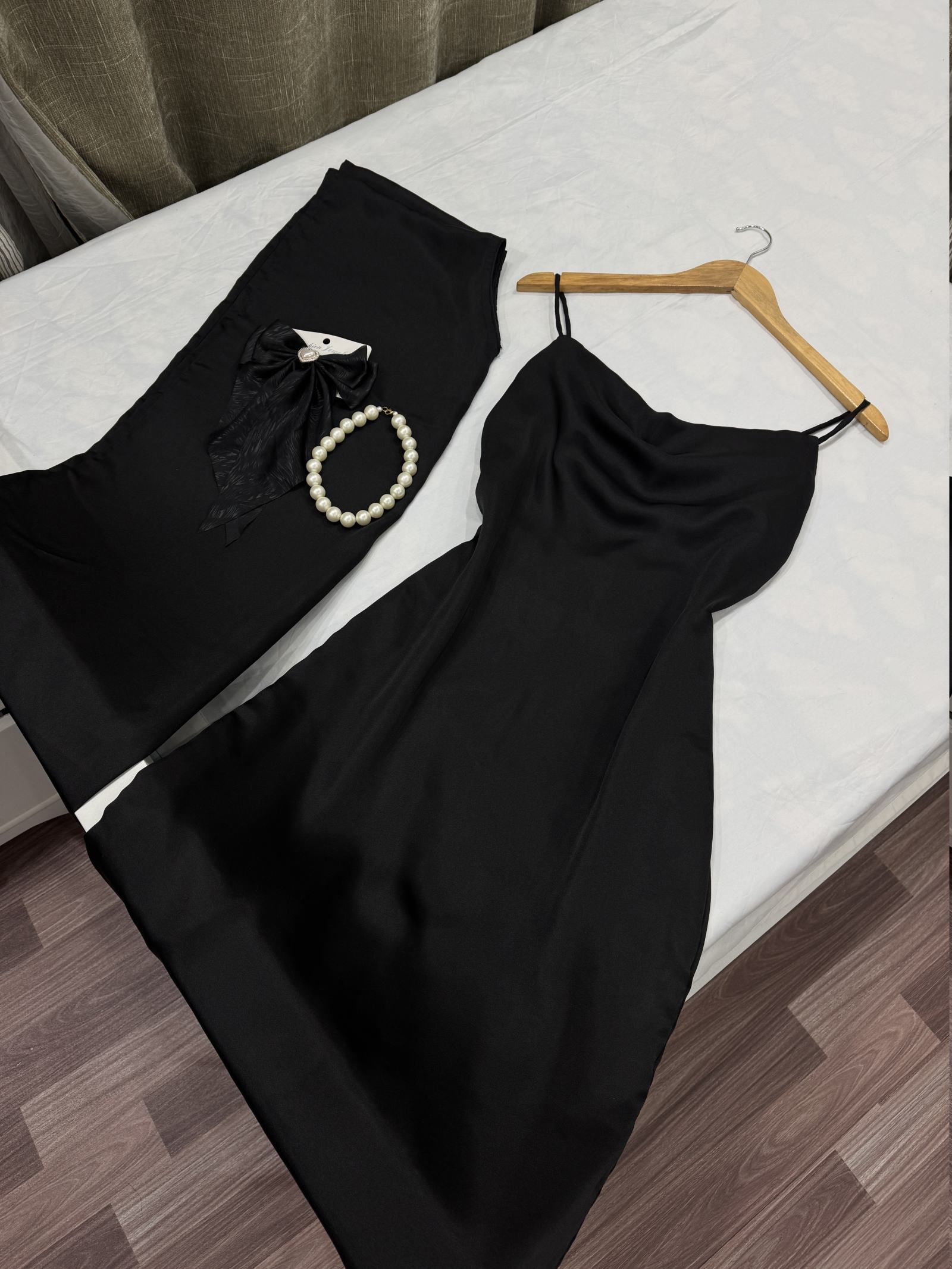 Black silk cape dress