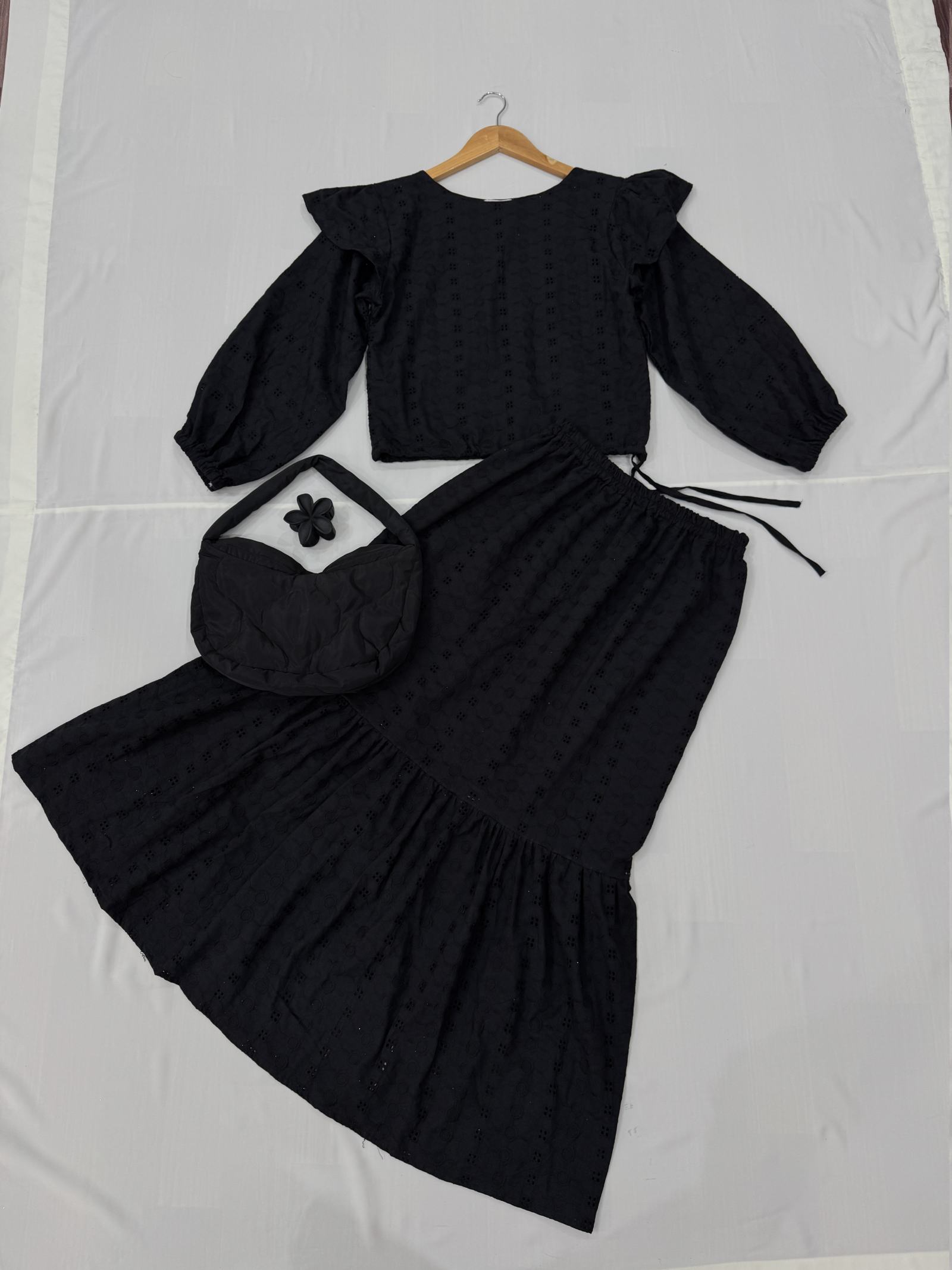 Black Chikenkari Coord Set